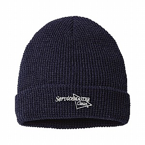 Navy Waffle Cuffed Beanie Hat