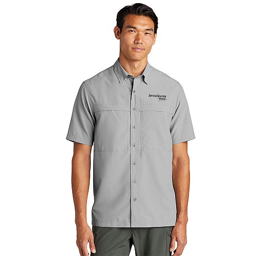 Men’s Gray Short Sleeve UV Button Down Shirt